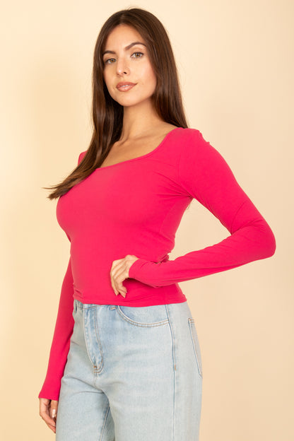 Square Neck Long Sleeve Top