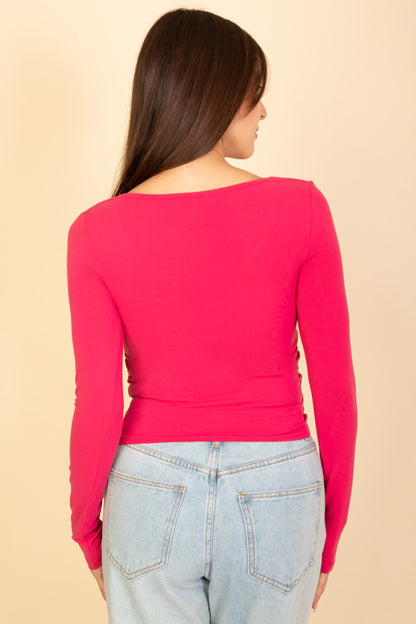 Square Neck Long Sleeve Top