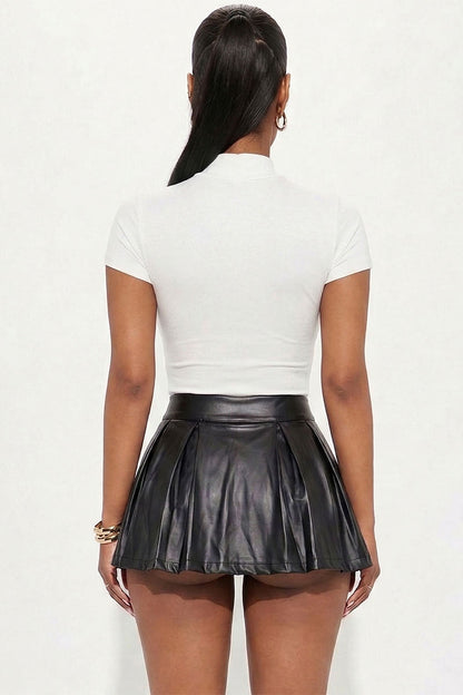Solid Mock Neck Short Sleeve Top