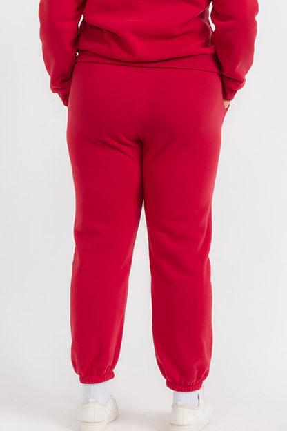 Plus Size Poly Fleece Elastic Waist Joggers