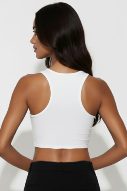 Sheer Mesh Panel Crop Tank Top