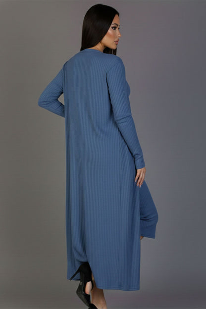 Ribbed Cardigan & Cami Midi Bodycon Dress