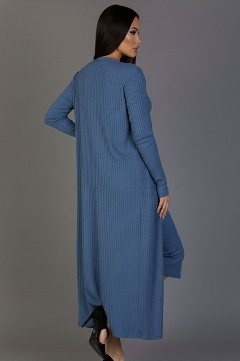 Ribbed Cardigan & Cami Midi Bodycon Dress (CAPELLA)