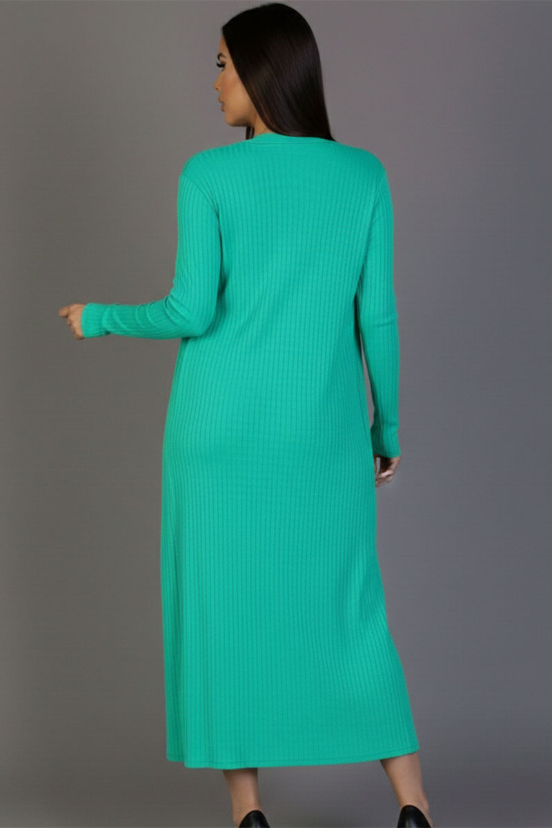 Ribbed Cardigan & Cami Midi Bodycon Dress