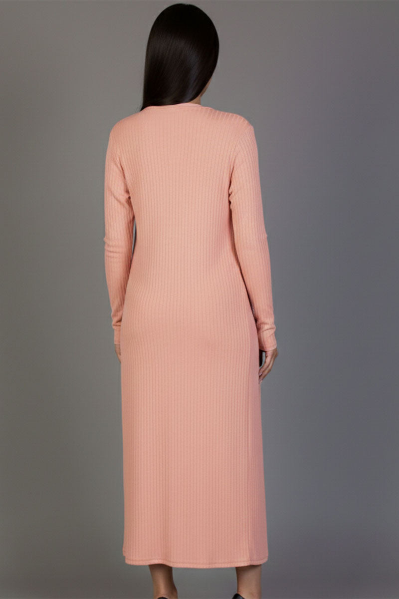 Ribbed Cardigan & Cami Midi Bodycon Dress