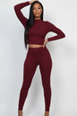Ribbed Mock Neck Long Sleeve Top & Leggings Set (capella)