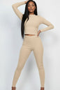 Ribbed Mock Neck Long Sleeve Top & Leggings Set (capella)
