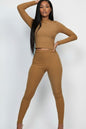 Ribbed Mock Neck Long Sleeve Top & Leggings Set (capella)