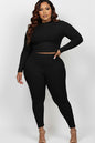 Plus Size Ribbed Mock Neck Long Sleeve Top & Leggings Set (capella)