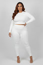 Plus Size Ribbed Mock Neck Long Sleeve Top & Leggings Set