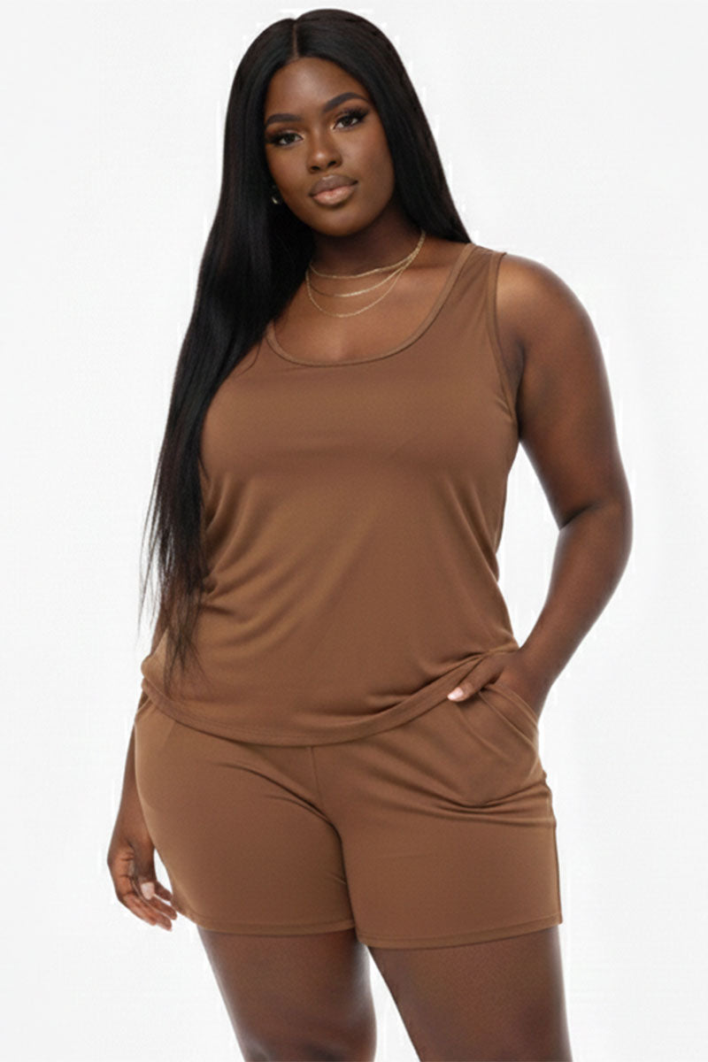 Plus Comfy Tank Top & Shorts Set