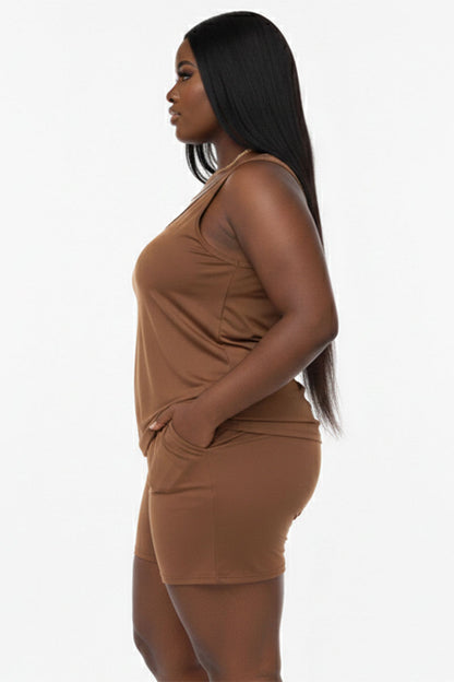 Plus Comfy Tank Top & Shorts Set
