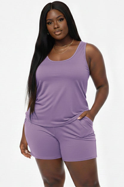 Plus Comfy Tank Top & Shorts Set