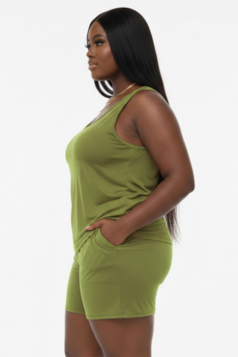 Plus Comfy Tank Top & Shorts Set