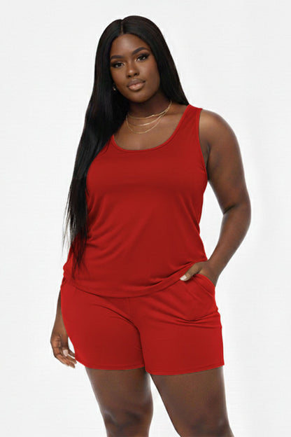 Plus Comfy Tank Top & Shorts Set