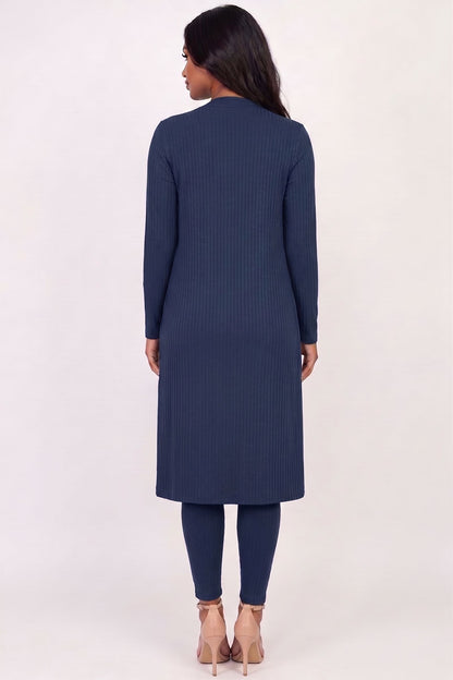 Ribbed Long Cardigan & Leggings Set