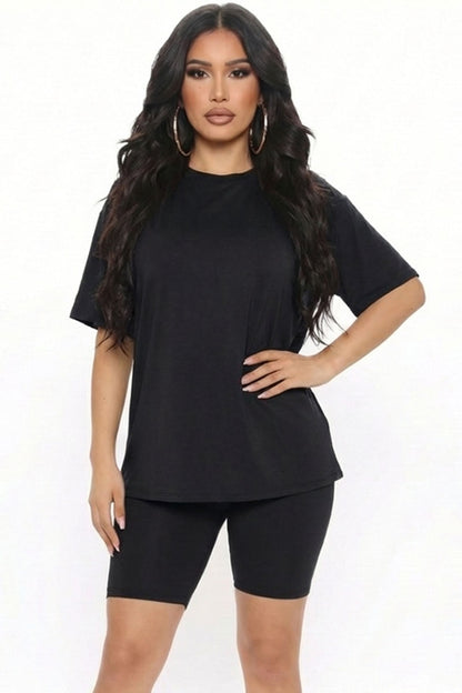 Loose Fit Top & Biker Shorts Set