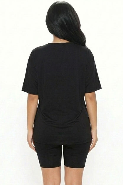 Loose Fit Top & Biker Shorts Set