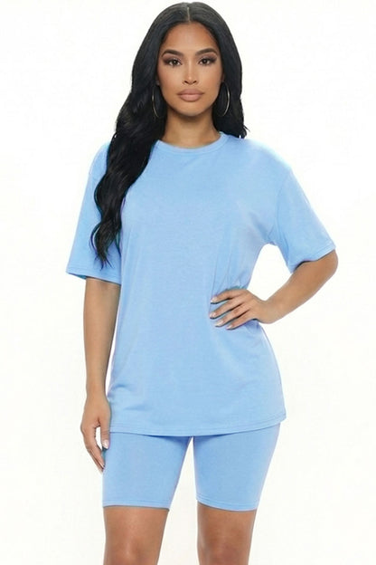 Loose Fit Top & Biker Shorts Set