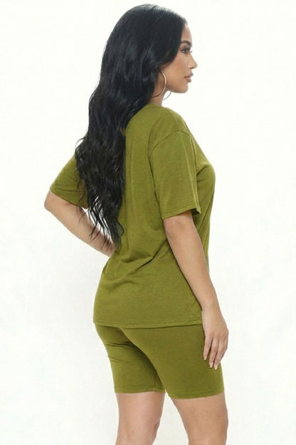 Loose Fit Top & Biker Shorts Set