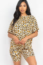 Animal Print Loose Fit Top & Biker Shorts Set