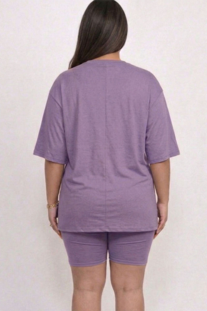 Plus Size Loose Fit Top & Biker Shorts Set