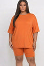 Plus Size Loose Fit Top & Biker Shorts Set