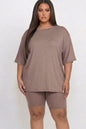 Plus Size Loose Fit Top & Biker Shorts Set