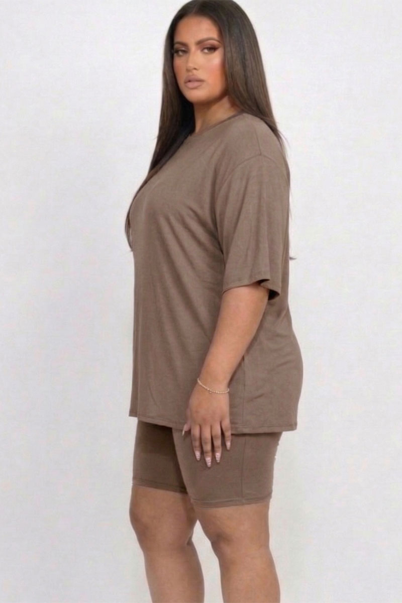 Plus Size Loose Fit Top & Biker Shorts Set