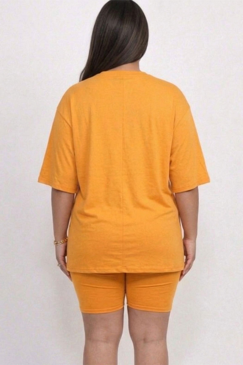Plus Size Loose Fit Top & Biker Shorts Set