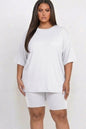 Plus Size Loose Fit Top & Biker Shorts Set