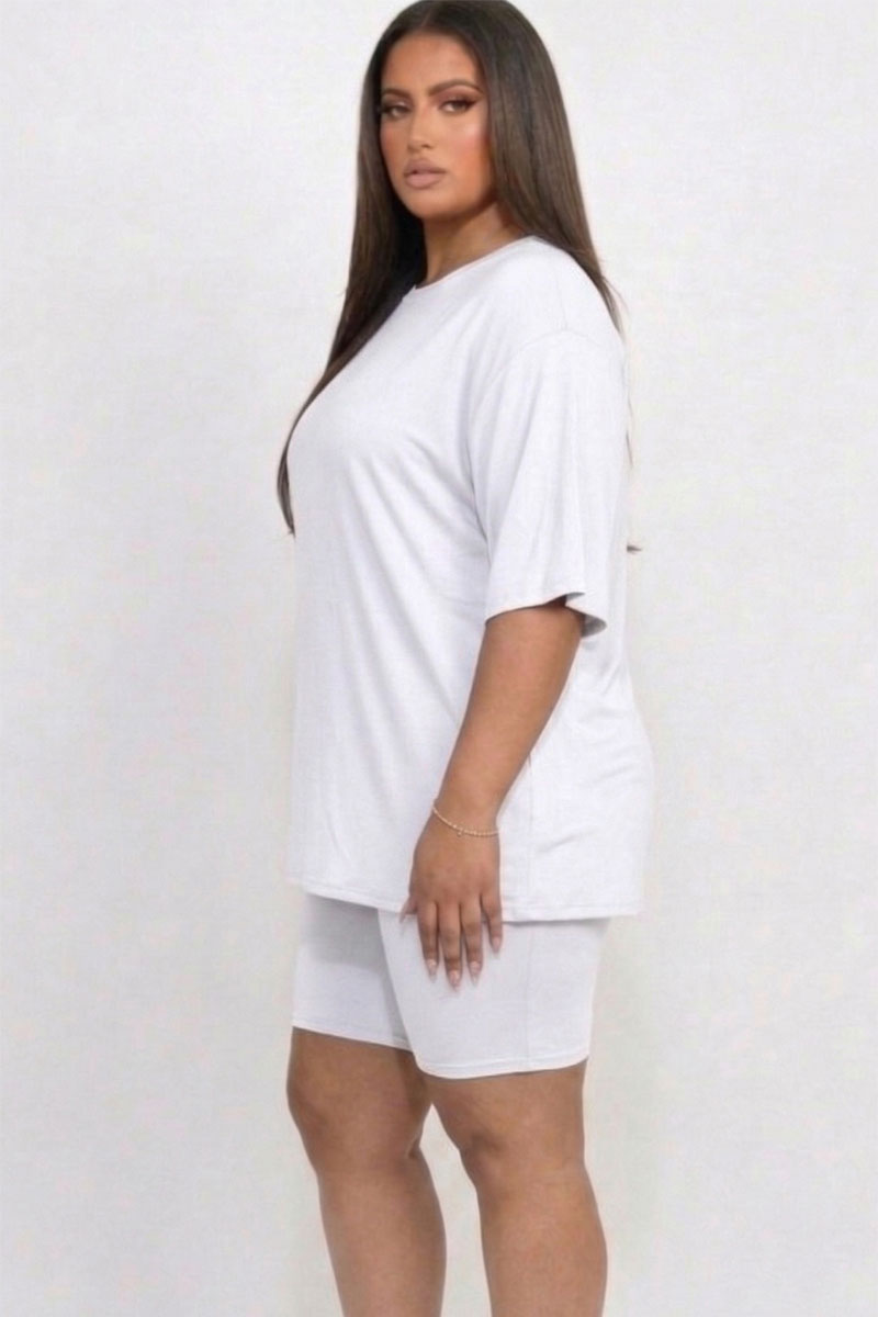 Plus Size Loose Fit Top & Biker Shorts Set