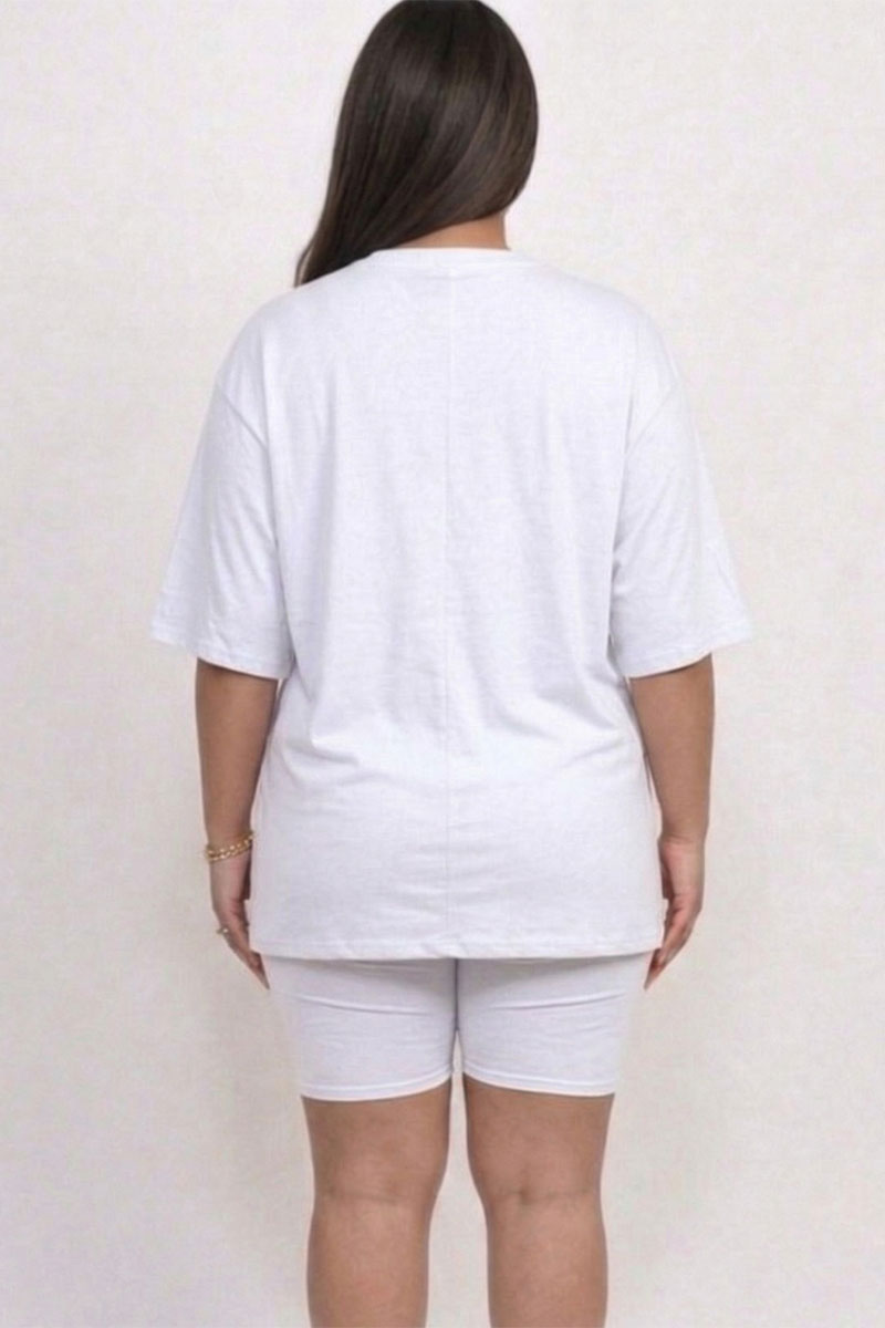 Plus Size Loose Fit Top & Biker Shorts Set