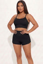 Ribbed Cami Crop Top & Ruched Shorts Set