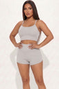 Ribbed Cami Crop Top & Ruched Shorts Set