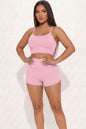 Ribbed Cami Crop Top & Ruched Shorts Set