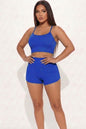 Ribbed Cami Crop Top & Ruched Shorts Set