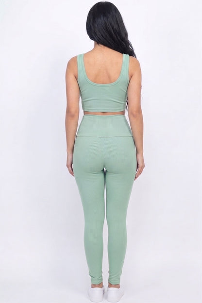 Ribbed Crop Top & Leggings Set
