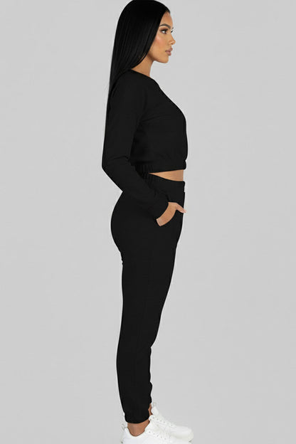 French Terry Elastic Waist Pullover & Joggers Set