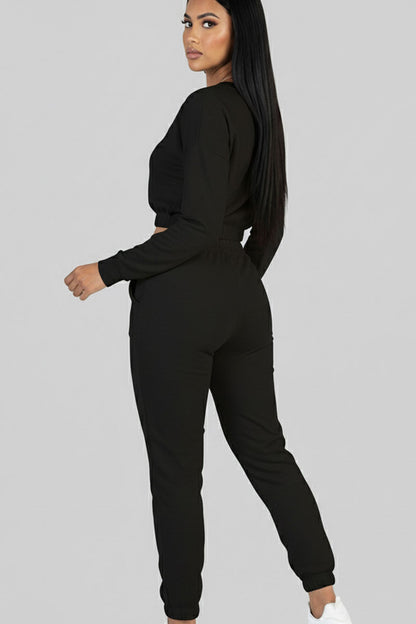 French Terry Elastic Waist Pullover & Joggers Set