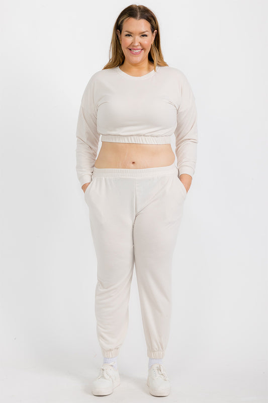 Plus Size French Terry Pullover & Joggers Set