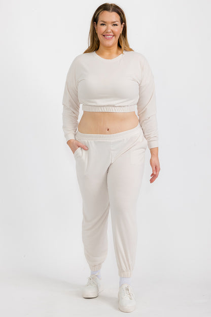 Plus Size French Terry Pullover & Joggers Set