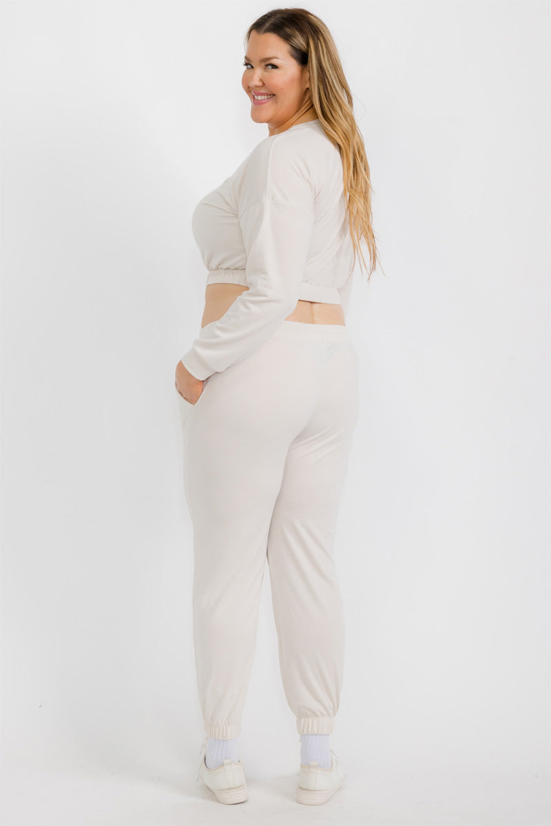 Plus Size French Terry Pullover & Joggers Set