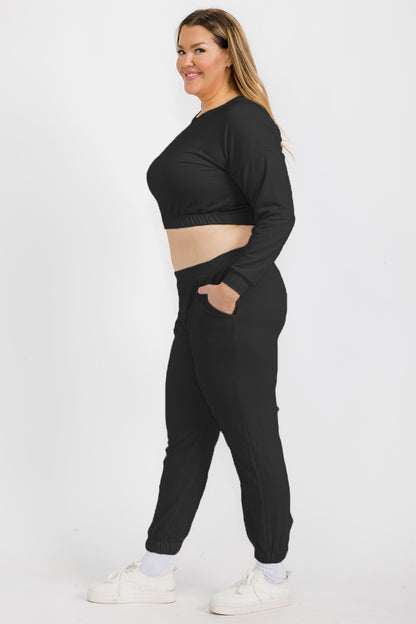 Plus Size French Terry Pullover & Joggers Set