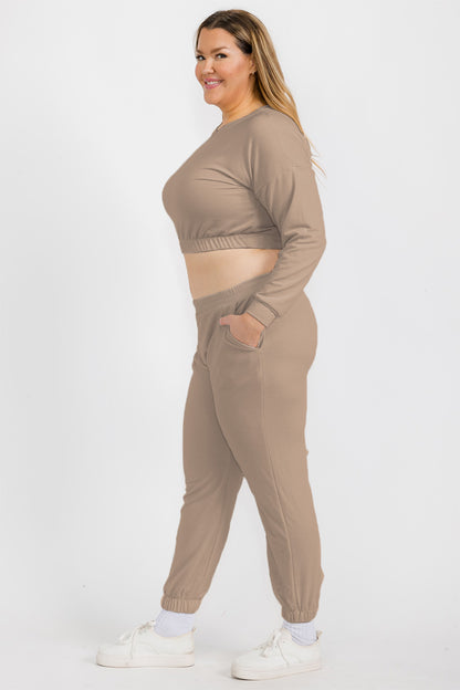 Plus Size French Terry Pullover & Joggers Set