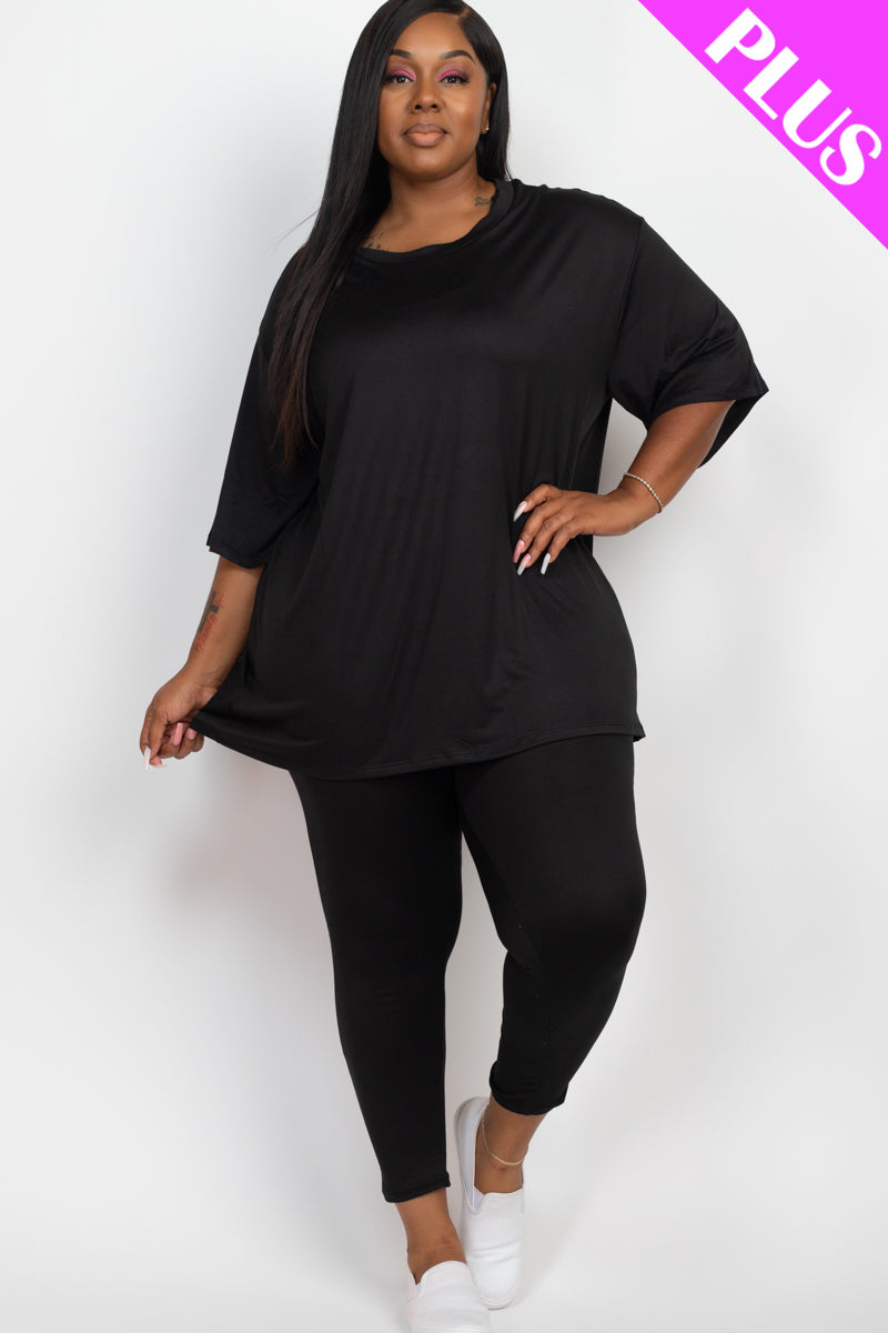 Plus Size Oversized T-shirt & Leggings Set - Capella Apparel