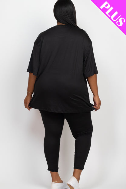 Plus Size Oversized T-shirt & Leggings Set - Capella Apparel