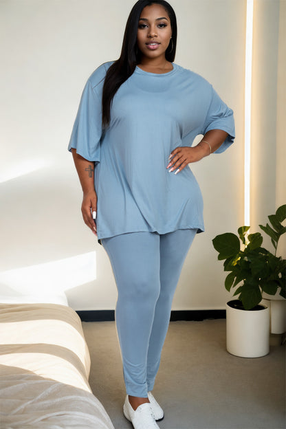 Plus Size Oversized T-shirt & Leggings Set - Capella Apparel