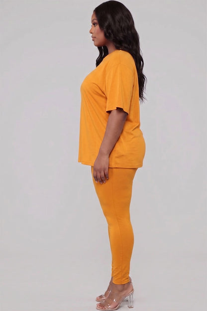 Plus Size Oversized T-shirt & Leggings Set
