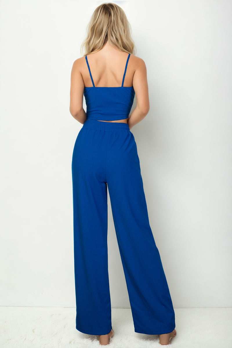 Bustier Crop Cami Top & Slant Pocket Straight Pants - Capella Apparel